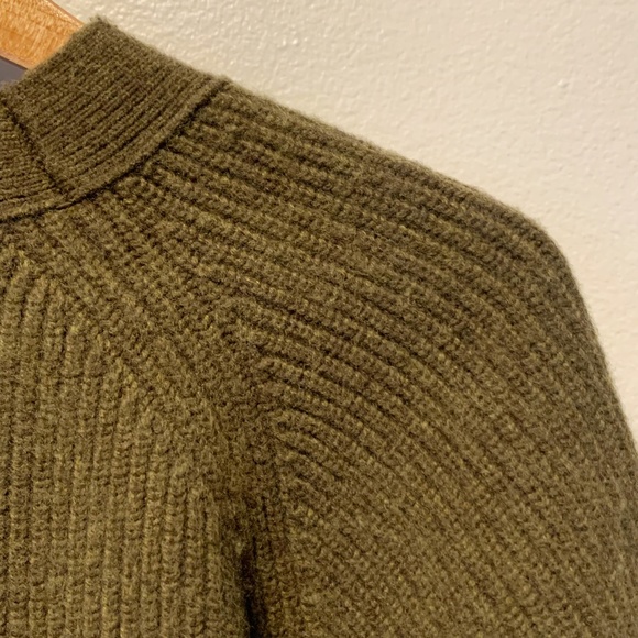 Madewell Henley Sweater Mini Dress Merino Wool Knit Pullover Olive Green Sz S - Picture 8 of 9